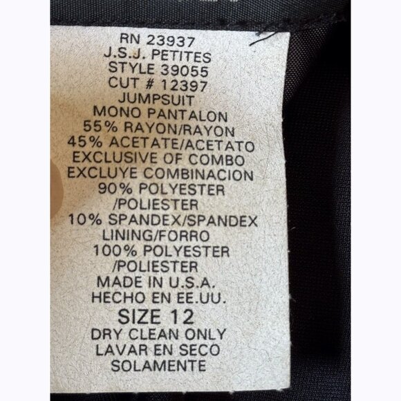 Vintage J.S.J Women’s 12P Black Velvet Top Y2K Jumpsuit 90s 80s Evening Holiday - Picture 8 of 10